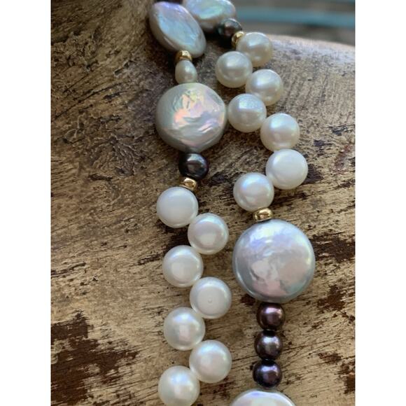 Zoe B. 14K Yellow Gold and Multi Pearl Double Strand Necklace - Picture 5 of 10